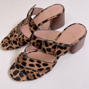 JCrew leopard block heel slide 7.5